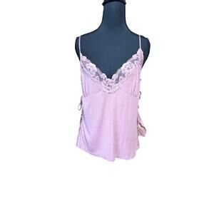 Victoria’s Secret dusty pink rose lace cami tank open sides feminine cottagecore